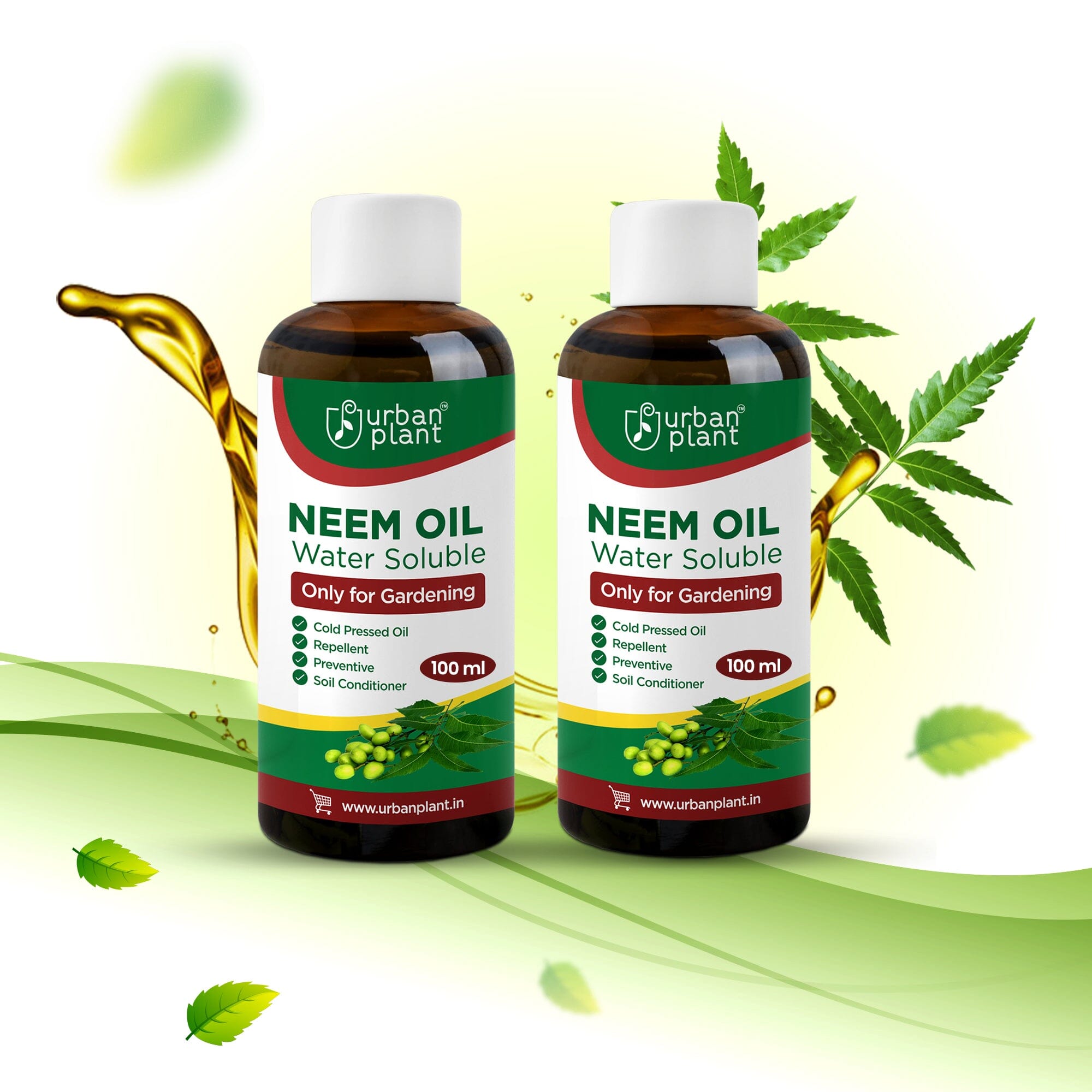 Neem Oil Water Soluble Organic Spray for Gardening Plant Care Urban Plant Pack of 2 