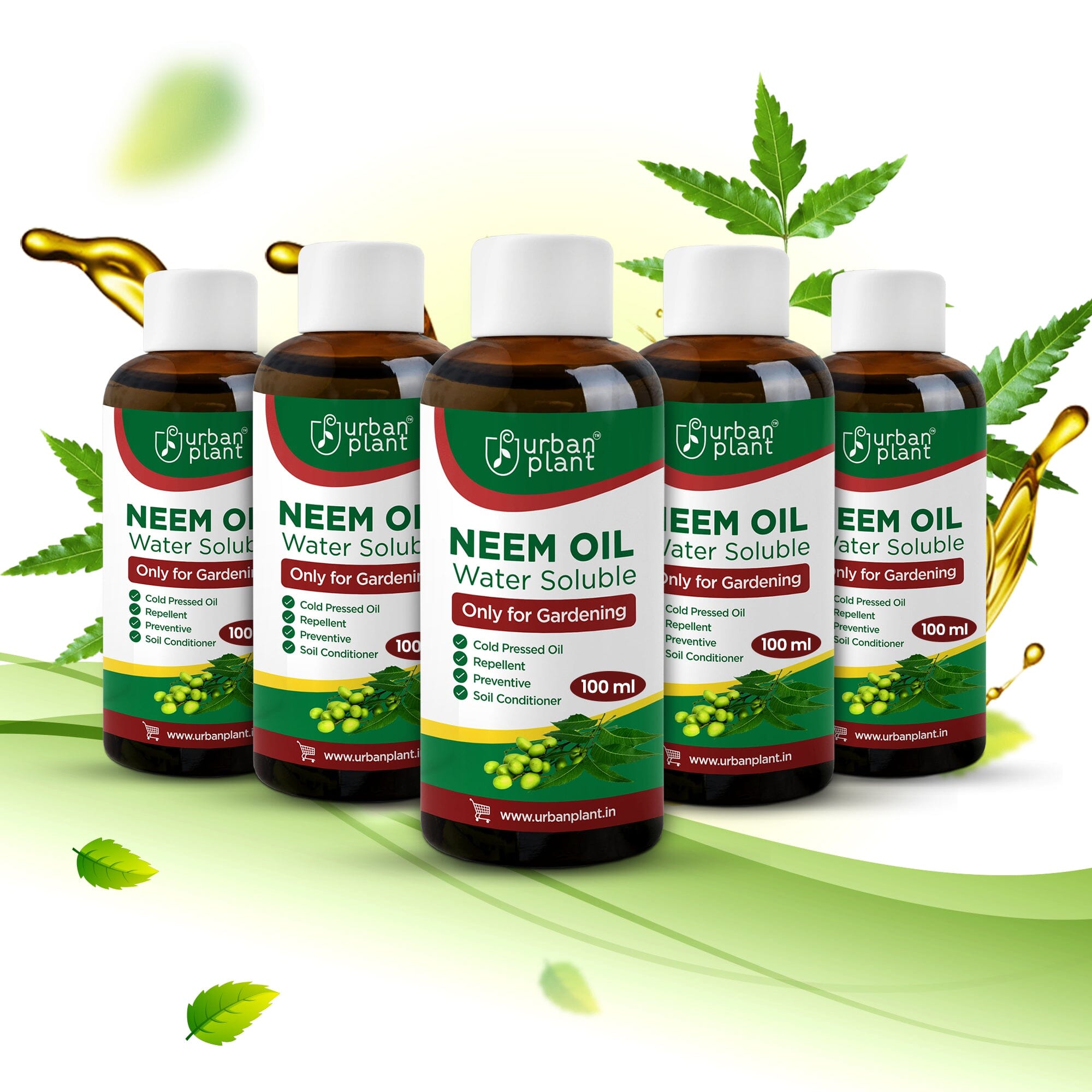 Neem Oil Water Soluble Organic Spray for Gardening Plant Care Urban Plant Pack of 5 