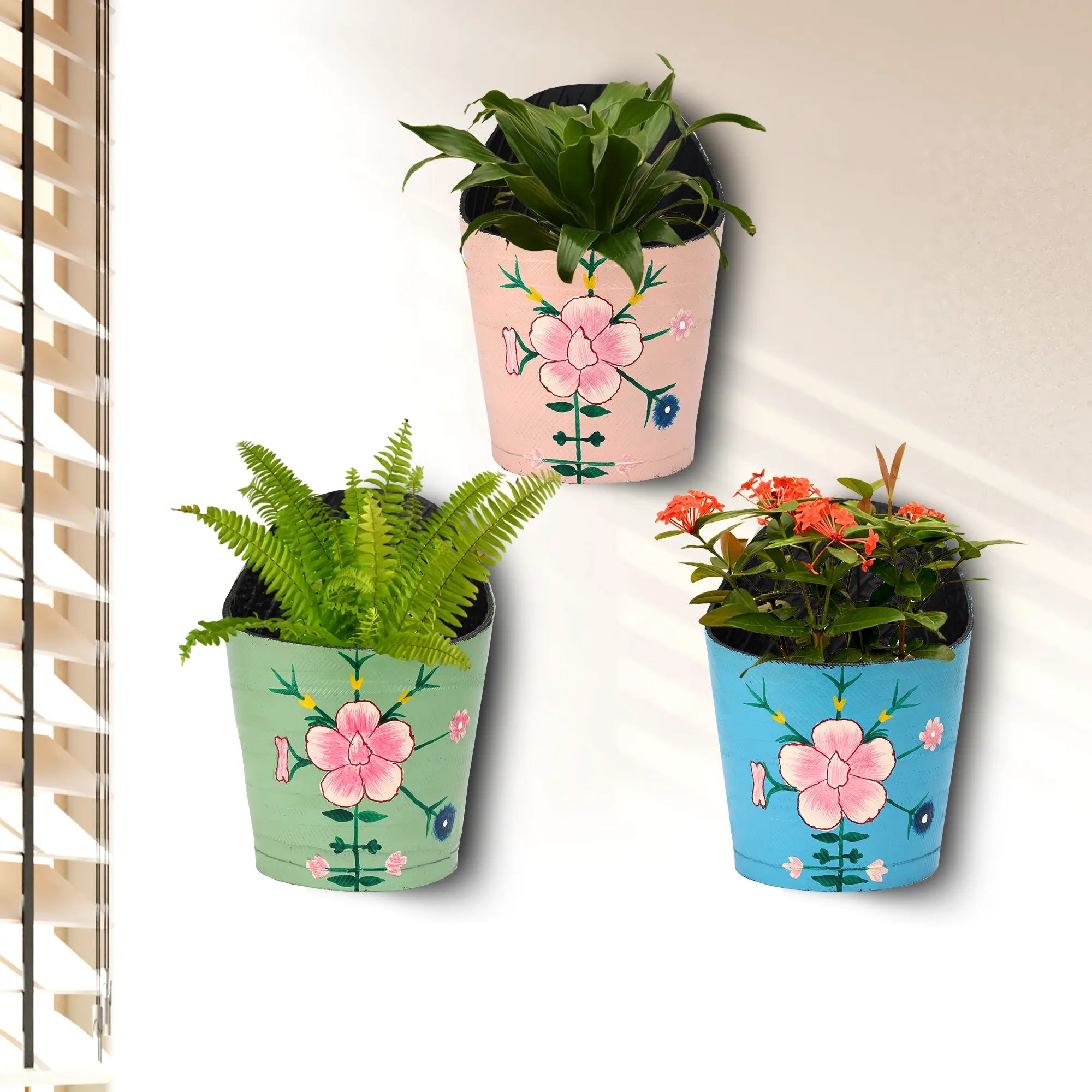 Rubber RECYCLED Decorative Wall-Decor Plant Pots (Set of 3) 1224 E Urban Plant 