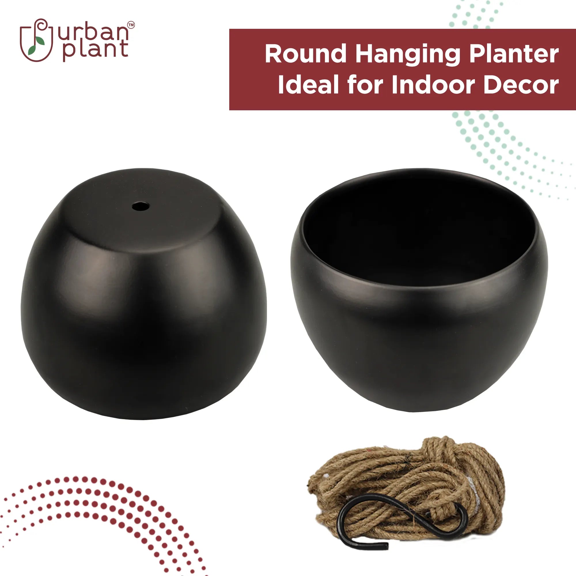 Buy Hanging Planter Online with Natural Jute Rope, S Hook- Urban Plant