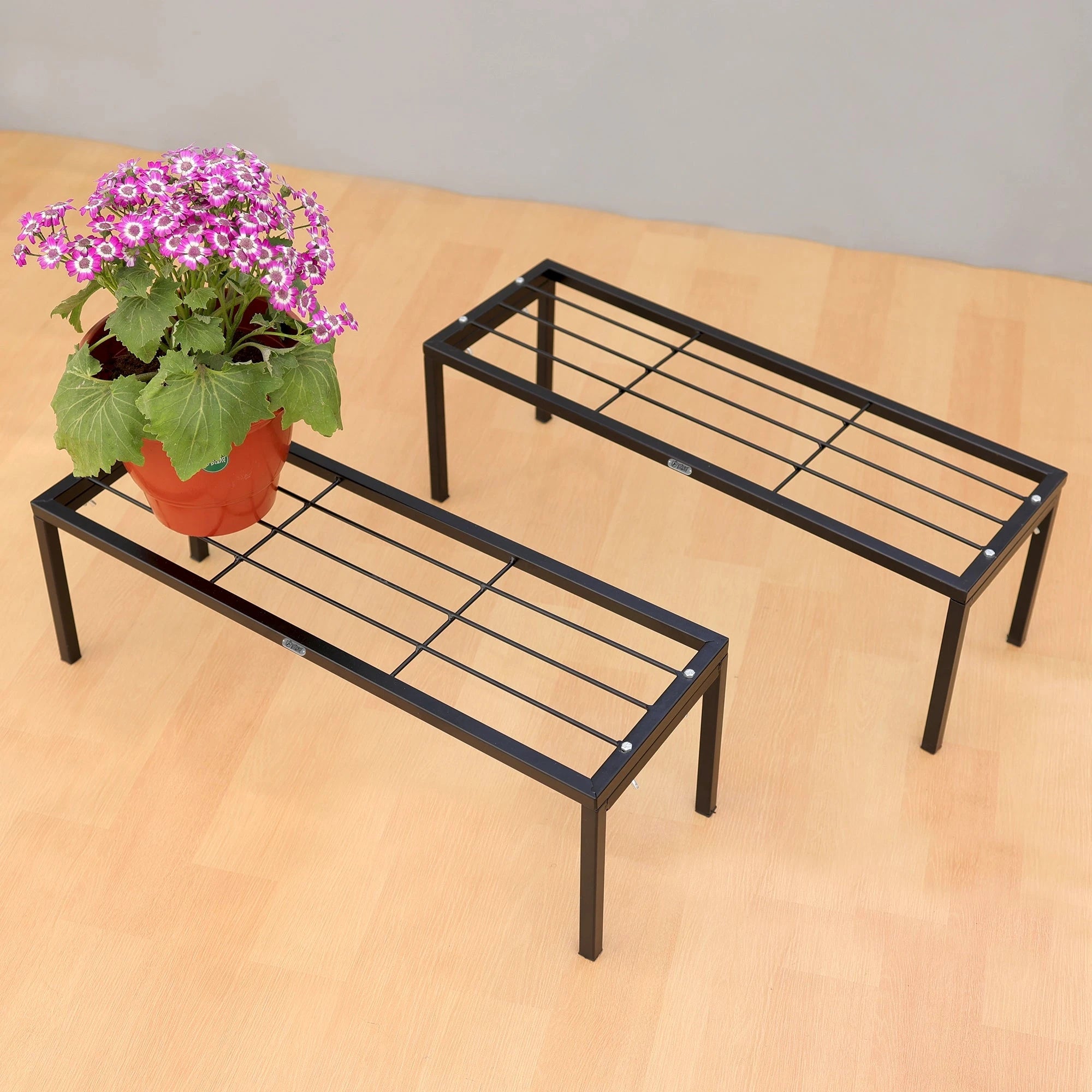 Urban Plant Apollo Metal Plant Stand for Garden (Black - Set of 2) Metal Stand Urban Plant 