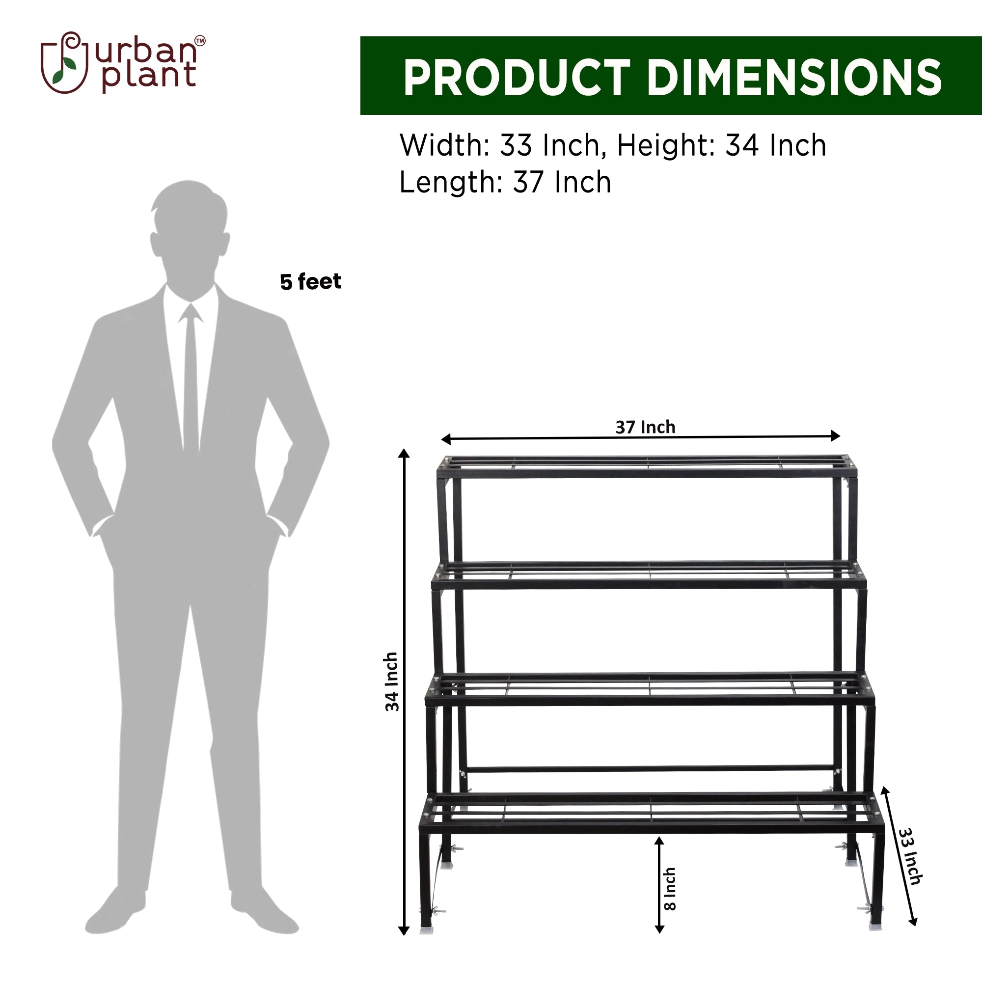 Urban Plant Heavy Duty 4-Step Planter Pot Stand Metal Stand Urban Plant 