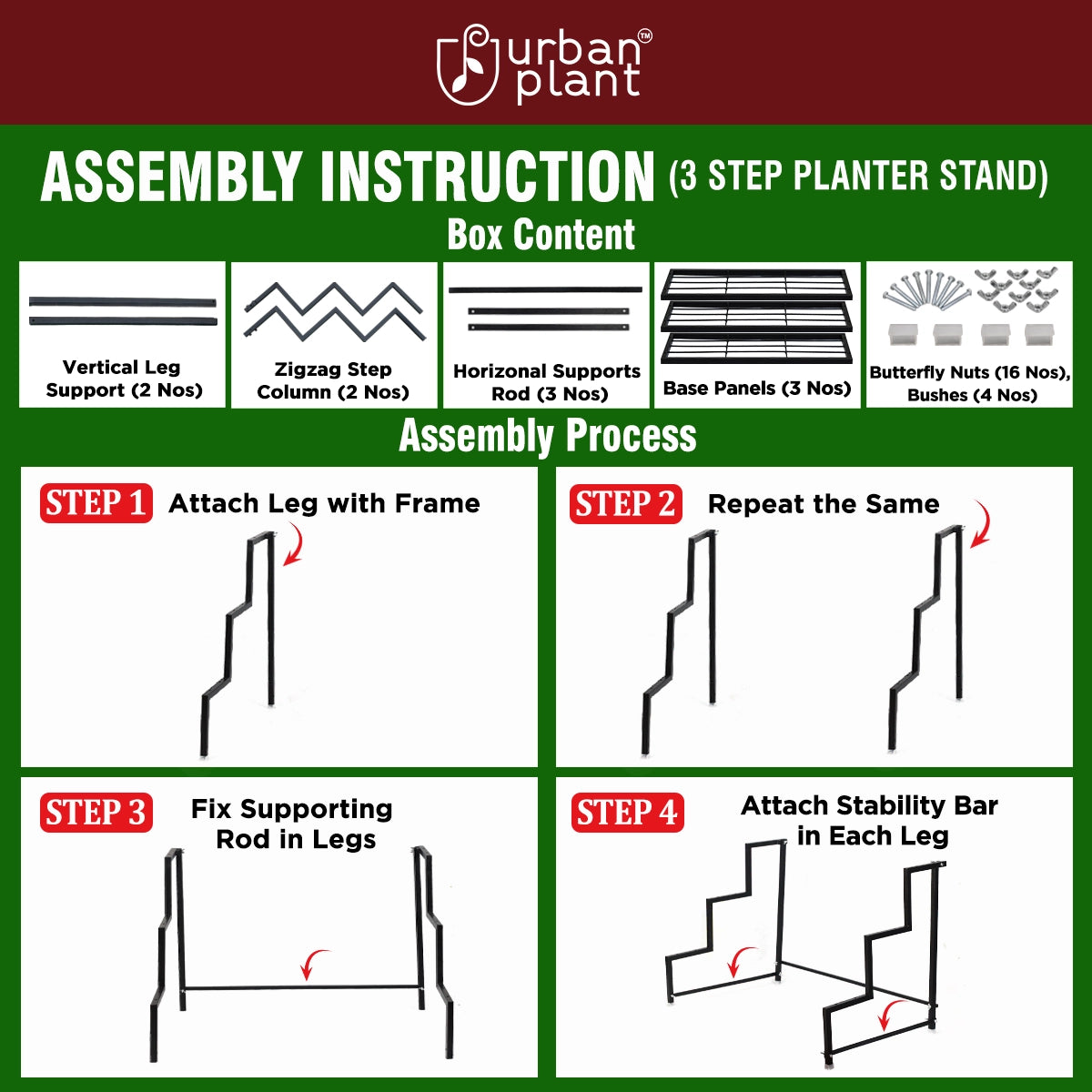 Urban Plant Heavy Duty 3 Step Planter Pot Stand Metal Stand Urban Plant 