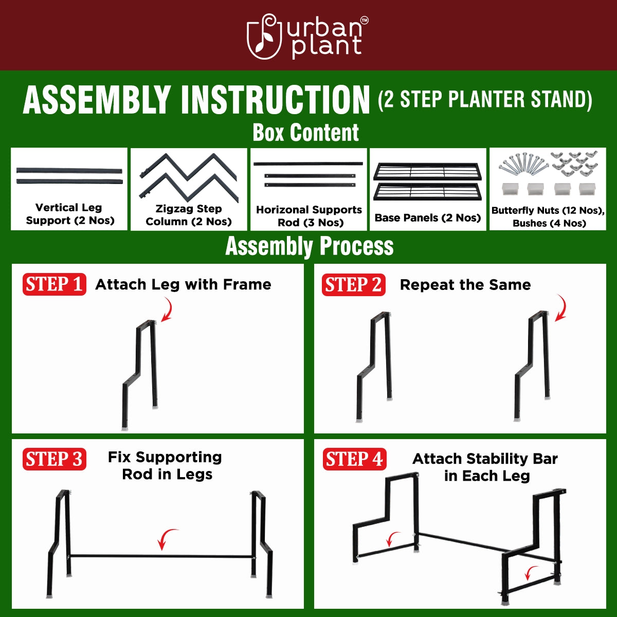 Urban Plant Heavy Duty 2 Step Planter Pot Stand Metal Stand Urban Plant 