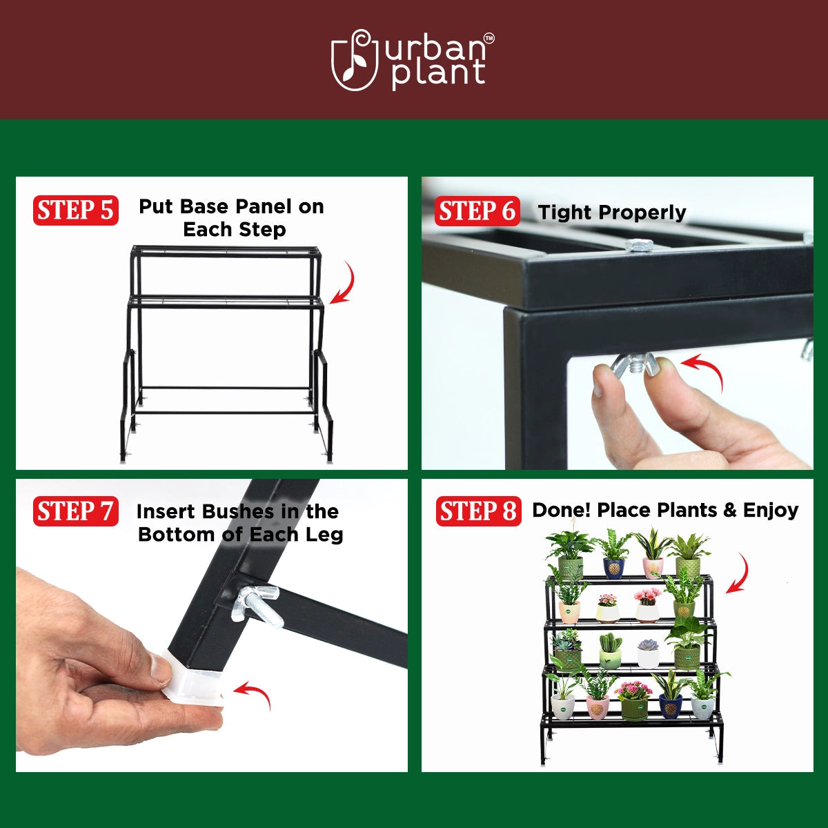 Urban Plant Heavy Duty 4-Step Planter Pot Stand Metal Stand Urban Plant 