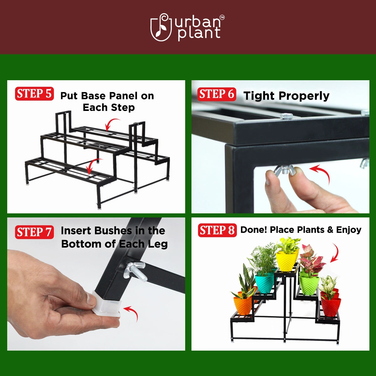 Heavy Duty 5-Step Planter Pot Stand- Best Outdoor & Indoor Garden Stand (Easy Assembly) Metal Stand Urban Plant 