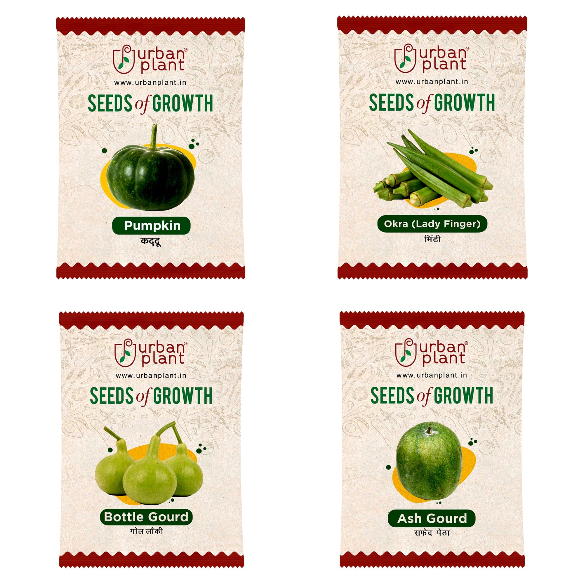 Vegetable Seeds Combo – (Pumpkin, Lady Finger, Bottle Gourd, Ash Gourd) Vegetable Seed Urban Plant 