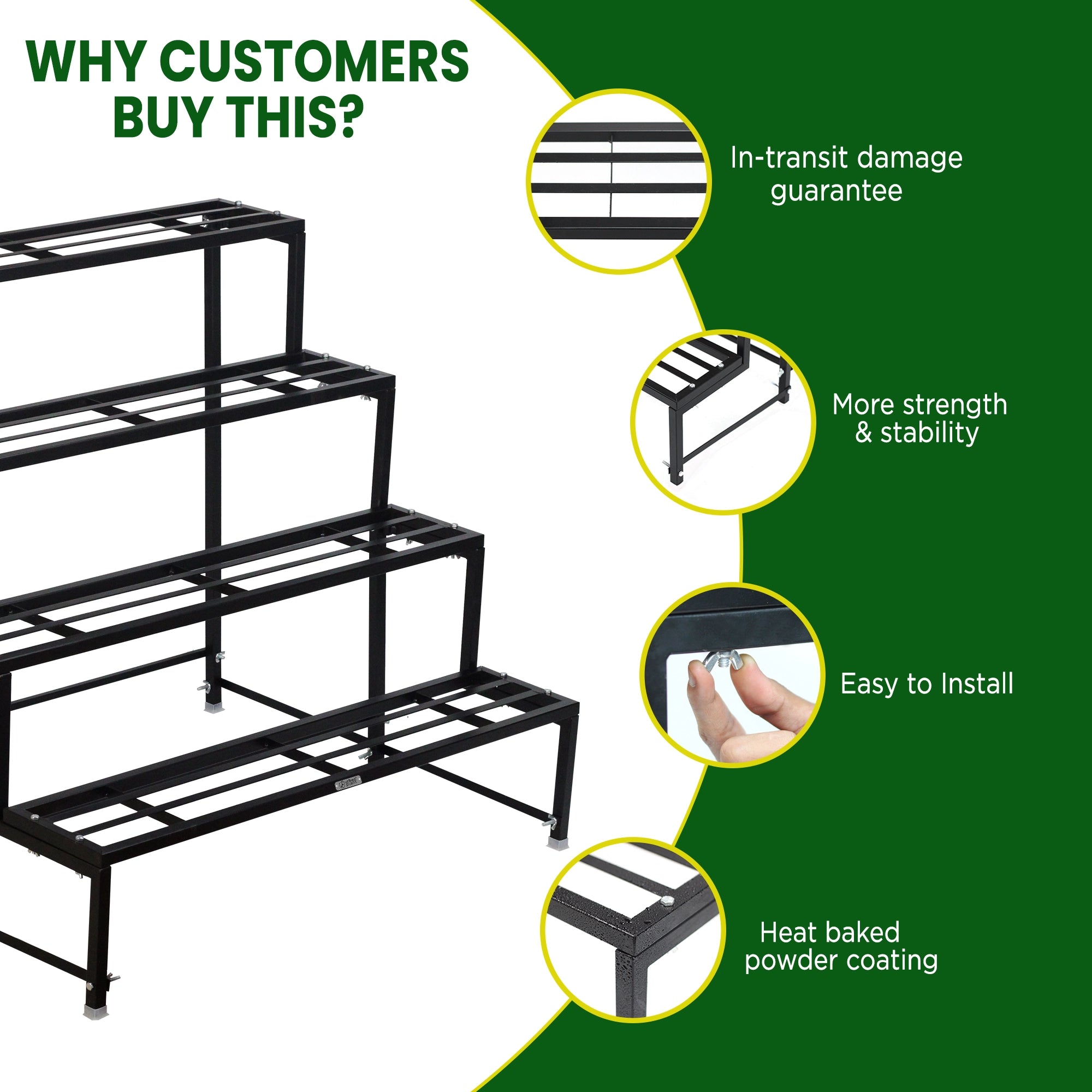 Urban Plant Heavy Duty 4-Step Planter Pot Stand Metal Stand Urban Plant 