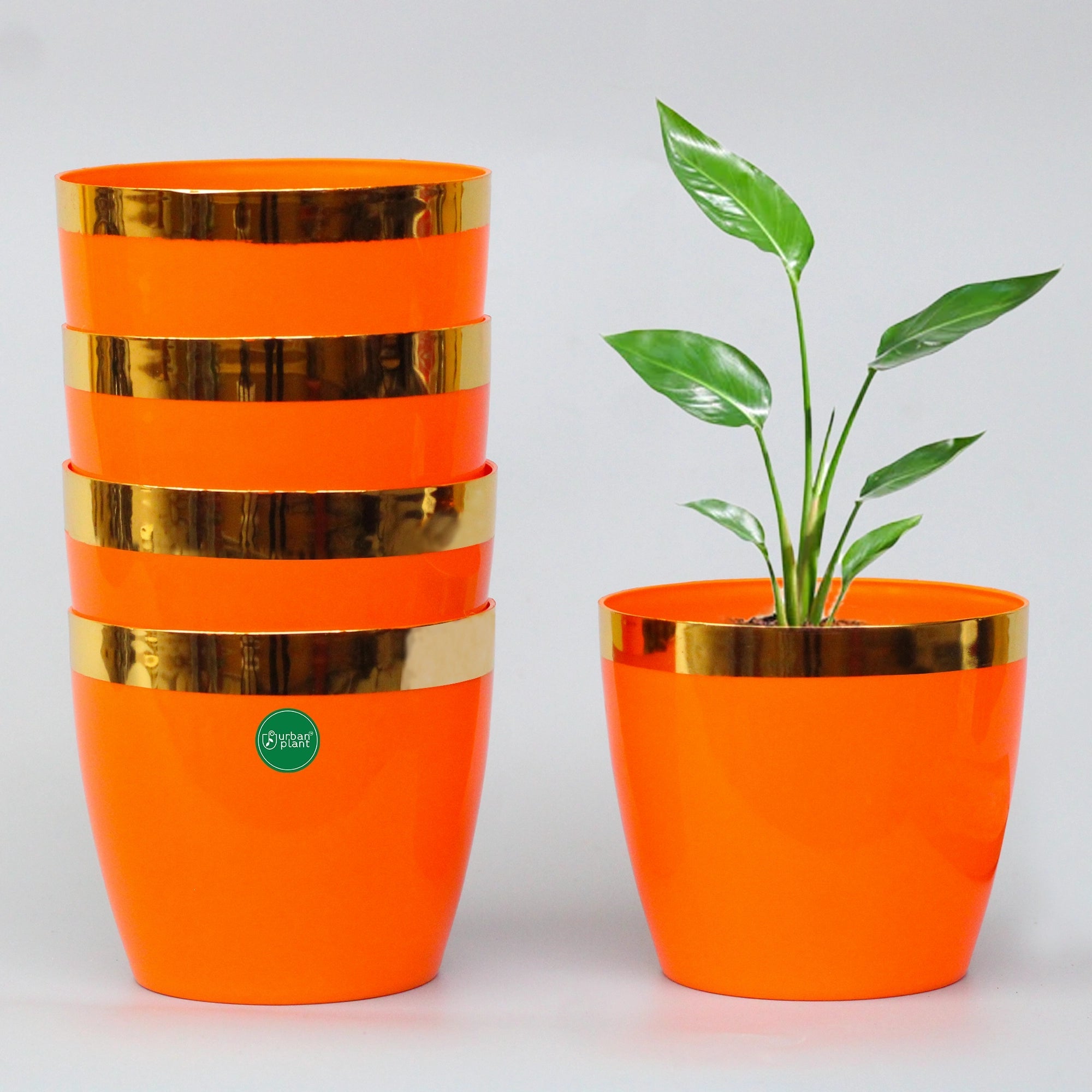 Mini Plastic Pots (5 inch) - Set of 5 Plastic Pot Urban Plant Orange 