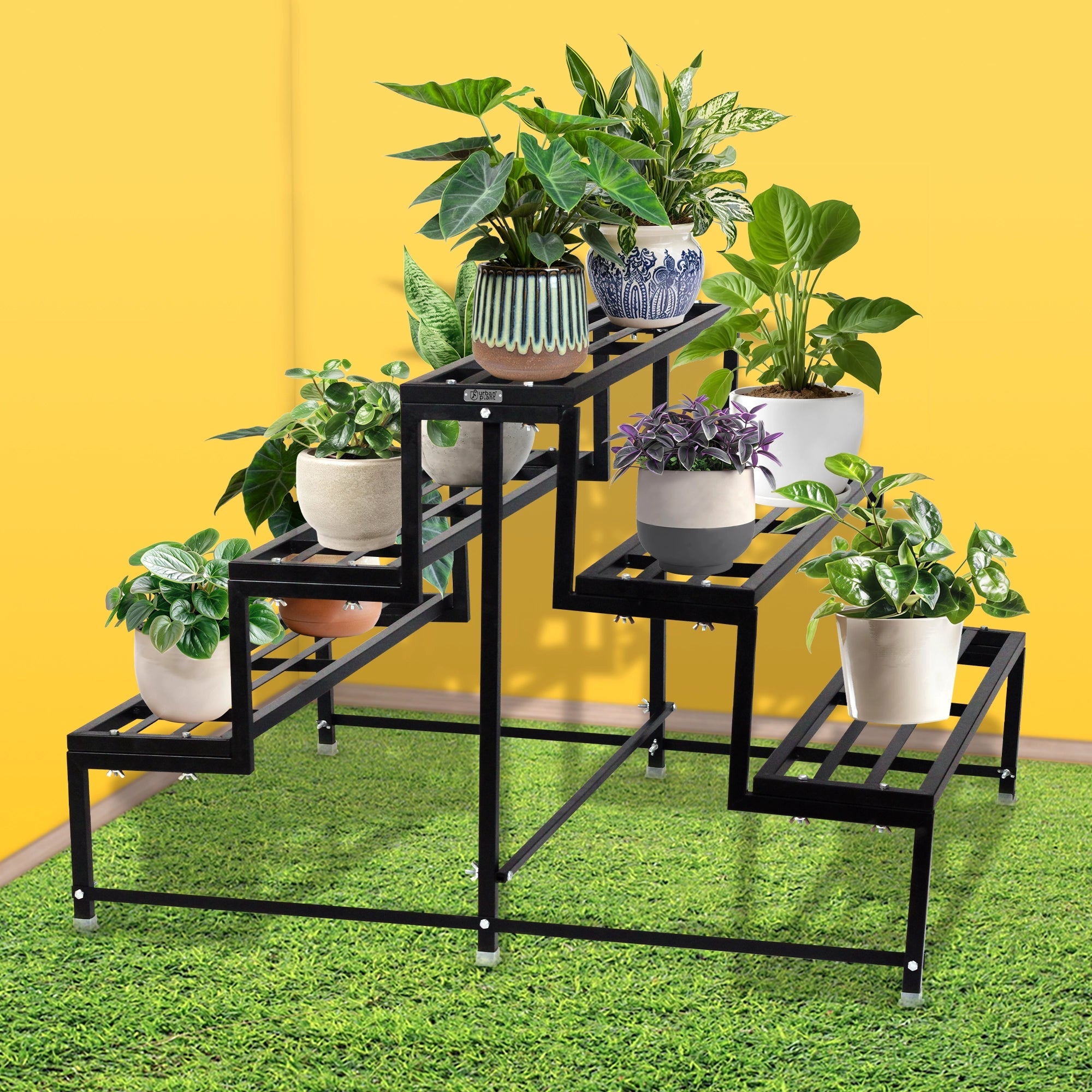 Heavy Duty 5-Step Planter Pot Stand- Best Outdoor & Indoor Garden Stand (Easy Assembly) Metal Stand Urban Plant 