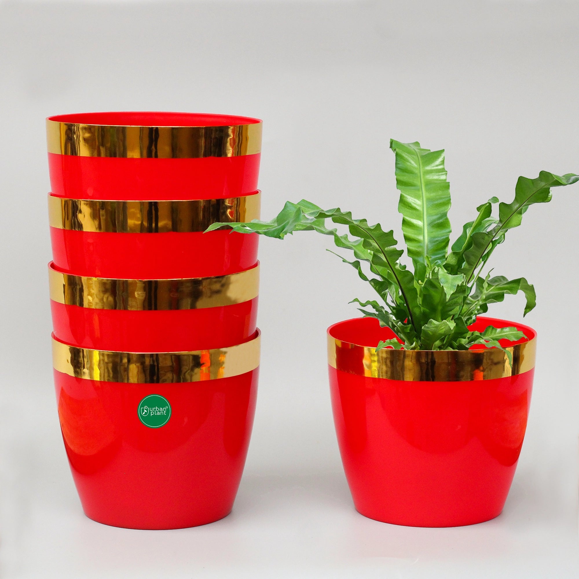 Mini Plastic Pots (5 inch) - Set of 5 Plastic Pot Urban Plant Red 