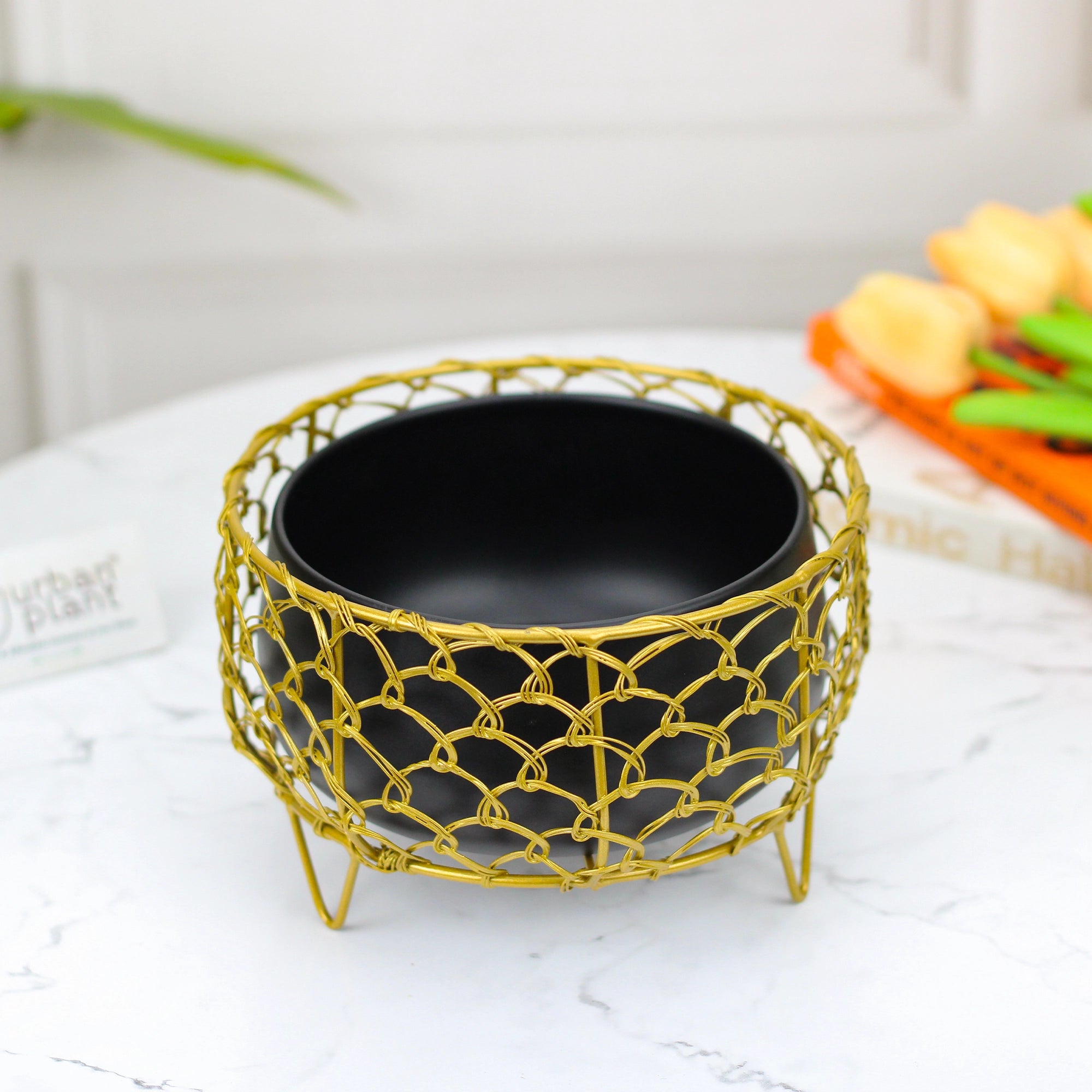 Golden Cage Metal Planter | Modern Designer Planter Pots for Living Room - 4.3" - 1334 Metal Planter Urban Plant 